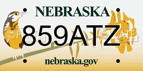 859ATZ Nebraska License Plate