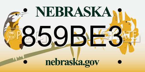 859BE3 Nebraska License Plate