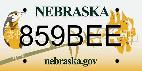 859BEE Nebraska License Plate