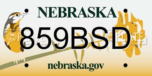 859BSD Nebraska License Plate