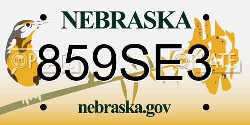 859SE3 Nebraska License Plate
