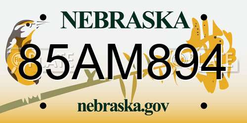 85AM894 Nebraska License Plate