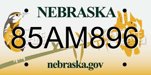 85AM896 Nebraska License Plate