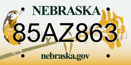 85AZ863 Nebraska License Plate