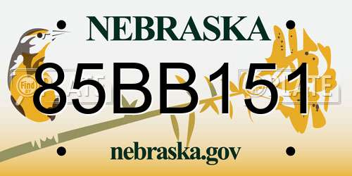 85BB151 Nebraska License Plate