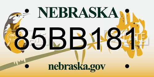 85BB181 Nebraska License Plate