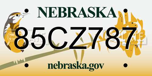 85CZ787 Nebraska License Plate