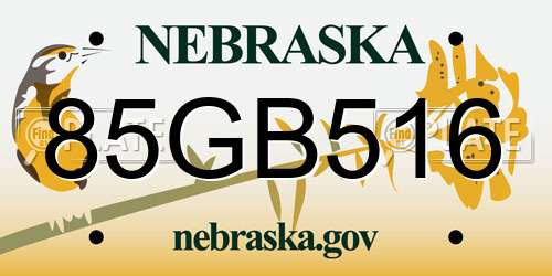 85GB516 Nebraska License Plate