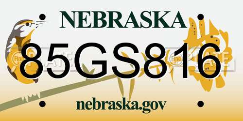 85GS816 Nebraska License Plate