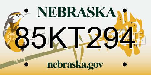 85KT294 Nebraska License Plate