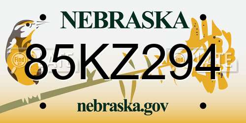 85KZ294 Nebraska License Plate