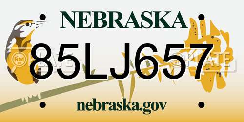 85LJ657 Nebraska License Plate
