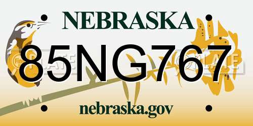 85NG767 Nebraska License Plate