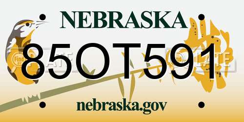 85OT591 Nebraska License Plate