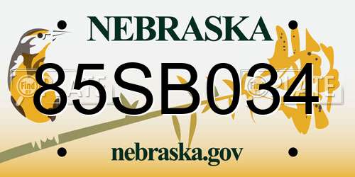 85SB034 Nebraska License Plate