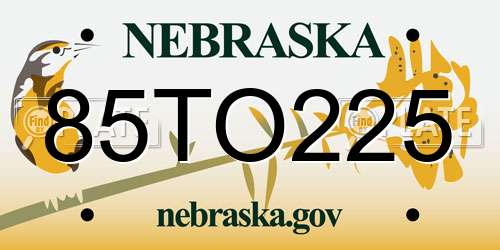 85TO225 Nebraska License Plate