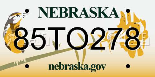 85TO278 Nebraska License Plate