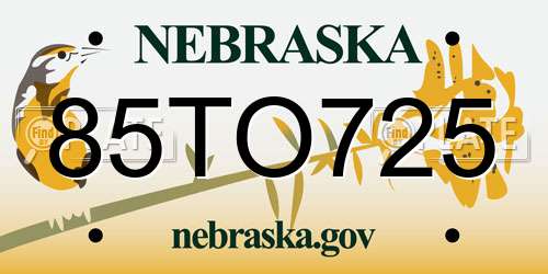 85TO725 Nebraska License Plate