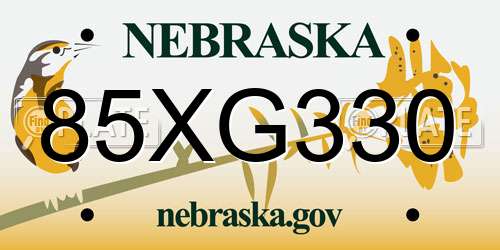 85XG330 Nebraska License Plate