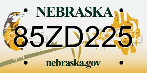 85ZD225 Nebraska License Plate