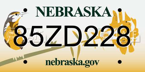 85ZD228 Nebraska License Plate