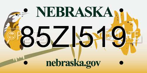 85ZI519 Nebraska License Plate