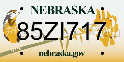 85ZI717 Nebraska License Plate