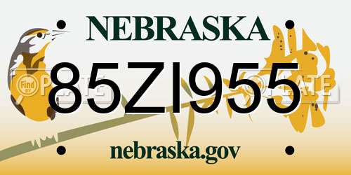 85ZI955 Nebraska License Plate