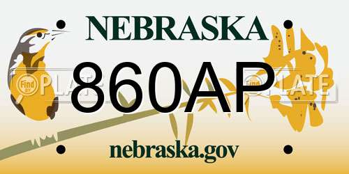 860AP Nebraska License Plate