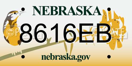 8616EB Nebraska License Plate