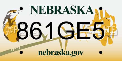 861GE5 Nebraska License Plate