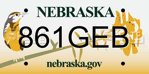 861GEB Nebraska License Plate