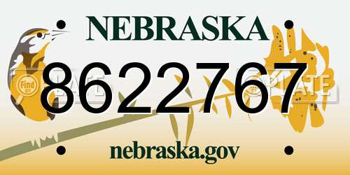 8622767 Nebraska License Plate