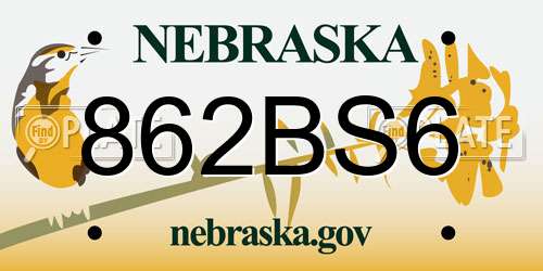 862BS6 Nebraska License Plate