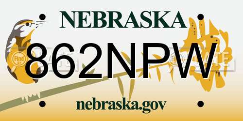 862NPW Nebraska License Plate