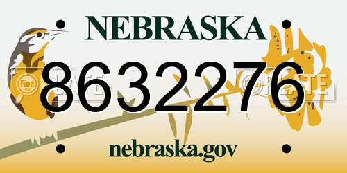 8632276 Nebraska License Plate