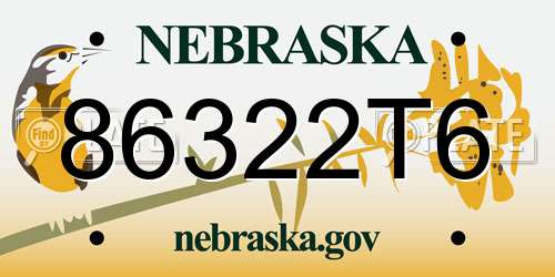 86322T6 Nebraska License Plate