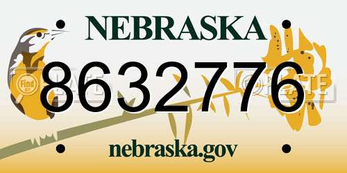 8632776 Nebraska License Plate