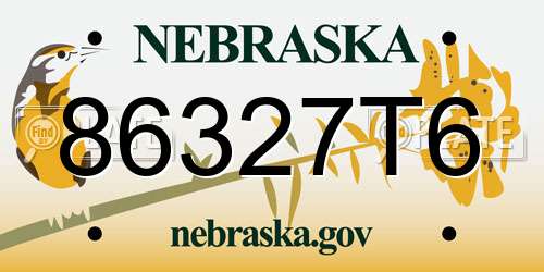 86327T6 Nebraska License Plate