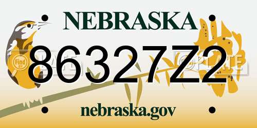 86327Z2 Nebraska License Plate