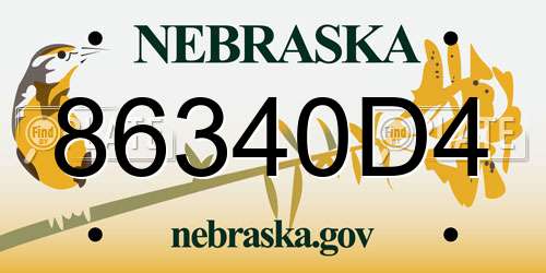 86340D4 Nebraska License Plate