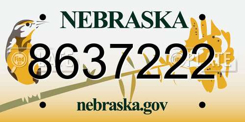 8637222 Nebraska License Plate