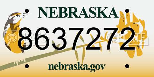8637272 Nebraska License Plate