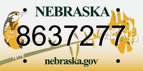 8637277 Nebraska License Plate