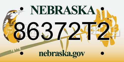 86372T2 Nebraska License Plate