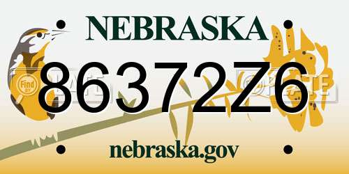 86372Z6 Nebraska License Plate