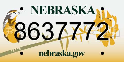 8637772 Nebraska License Plate