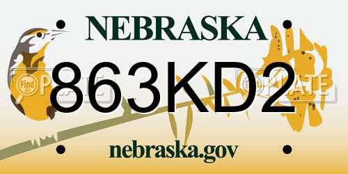 863KD2 Nebraska License Plate