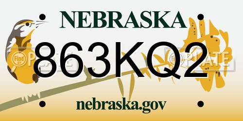 863KQ2 Nebraska License Plate