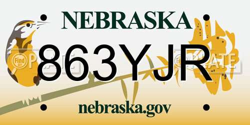 863YJR Nebraska License Plate